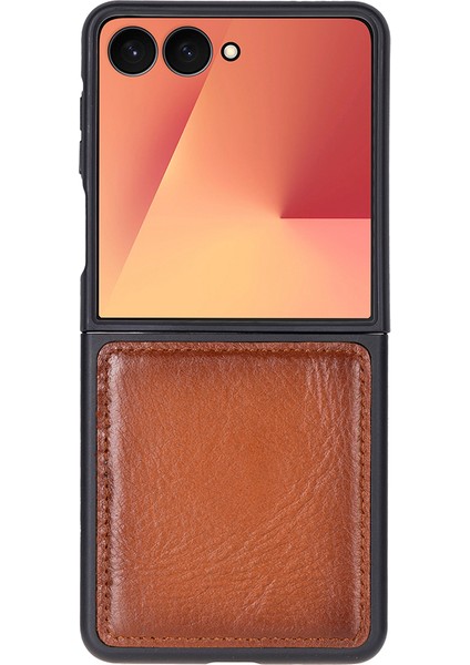 Samsung Galaxy Z Flip7 Uyumlu, Hakiki Deri, El Yapımı Arka Kapak Gölgeli Taba