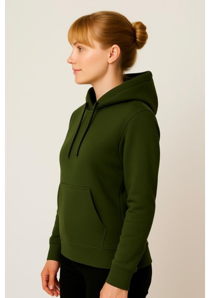 Kadın Haki Kapüşonlu SWEATSHIRT-W1108-K fiyatları