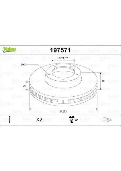 197571 - Ön Fren Aynası Astra L 21 Combo E 18 Berlıngo 18 C4 13 Partner 18 308 Iı-Iıı 13 Rıfter 18 283×48X5DL Havalı