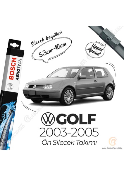 Bosch Aerotwin Muz Silecek Takımı Volkswagen Golf 4 2003-2005 ile Uyumlu