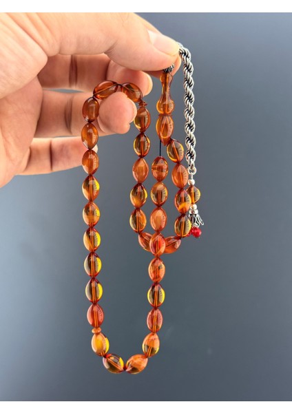 3,7 gr 925 Ayar Gümüş Püskül Ali Albayrak Sıkma Kehribar Beyzi Kesim 7,50X11 fırsatları