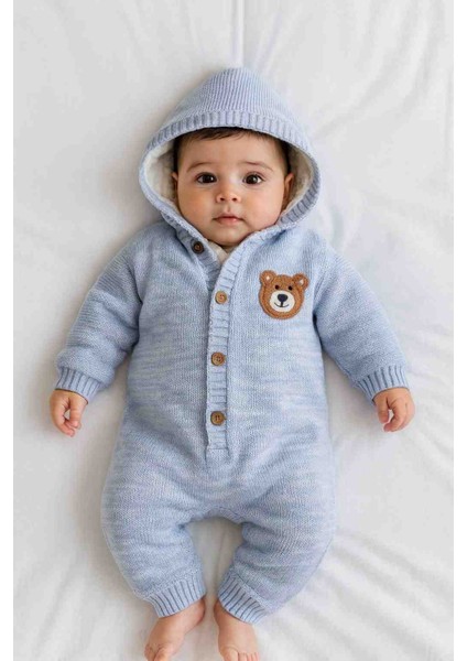 Içi Welsoft Peluş Dışı Triko Örgü Bebek Astronot Tulum | Kız Erkek Unisex Hırka Mont
