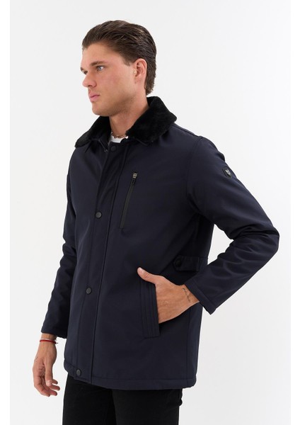 Erkek Lacivert Yakası Çıkartılabilir Kürklü Su Itici Içi Kürklü Kaban – Rüzgar Geçirmez, Hafif ve dayanıklı modelleri