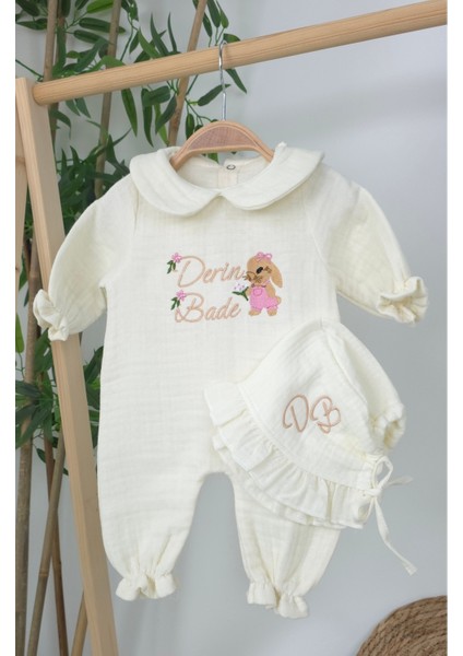 Müslin Yeni Doğan 4katlı Organik %100PAMUK Kişiye Özgü Nakışlı Hastane Çıkış Seti(Tavşan Model-3) fiyatları