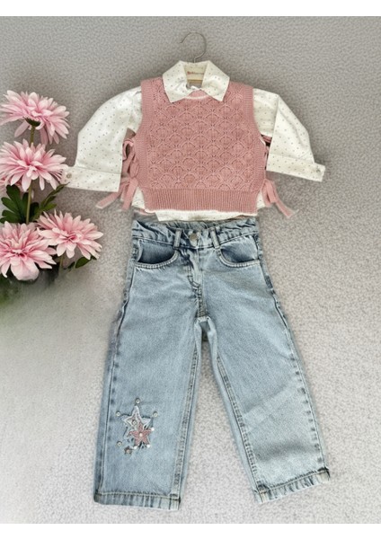 Miss Elitte Kız Çocuk Triko Gömlekli Takım