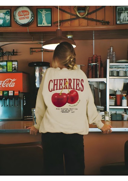 Cherries Baskılı Oversize Sweatshirt