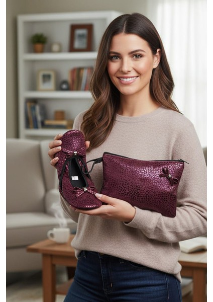 Çantalı Süslü Interlok Ev,Hac, Umre , Hediye, Günlük Babet,Tüylü Babet, Patik, Gösteri Pisi Pisi