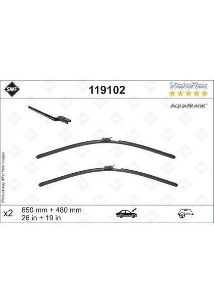 119102 - Swf Aquablade Flat Blade X2 650 480 mm Volvo XC60 17 Swf Muz Tipi Silecek Binek