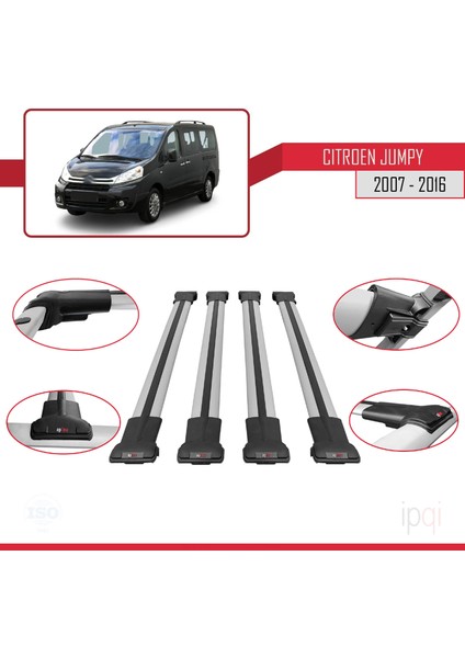 Citroen Jumpy 2 (G9) 2007-2016 Arası ile Uyumlu Fly Model Ara Atkı Tavan Barı Gri 4 Adet fırsatları