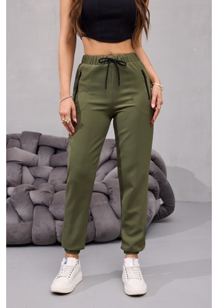 Kadın Yüksek Bel Likralı Rahat Kumaş Jogger Beli Lastikli Pantolon modelleri