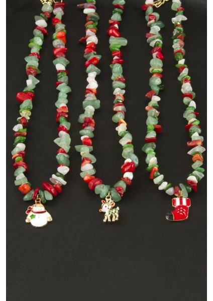 Ds-Derin 2025 Yılbaşı Kırık Doğaltaş Kolye-Renkli modelleri