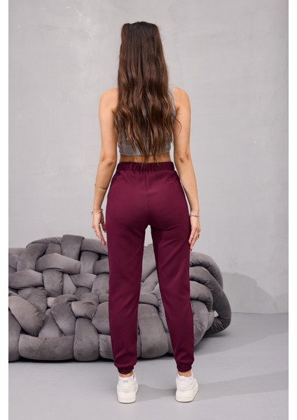 Kadın Yüksek Bel Likralı Rahat Kumaş Jogger Beli Lastikli Pantolon