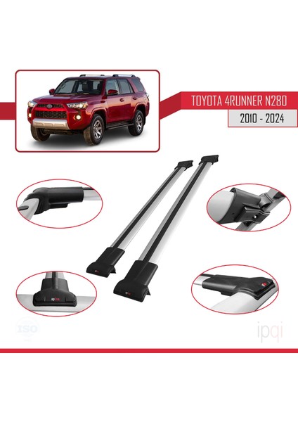 Toyota 4runner (N280) 2010-2024 Arası ile Uyumlu Fly Model Ara Atkı Tavan Barı Gri 2 Adet modelleri