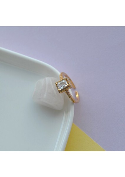 Baget Taş Baget Yüzük Ayarlanabilir Zirkon