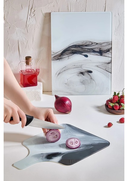 Marble 2\\\'li Cam Kesme Tahtası Seti - 25X35 - Isıya Dayanıklı Kırılmaz Kesme Tahtası fiyatları