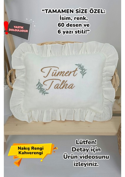 Müslin Yeni Doğan 4katlı Organik %100PAMUK Kişiye Özgü Nakışlı Hastane Çıkış Seti(Iki Dallı Model-2)