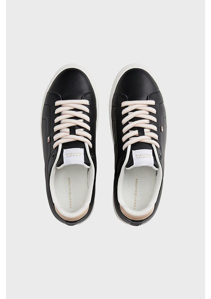Logolu Deri Sneaker Ayakkabı Bayan Ayakkabı FW0FW08815 Bds fırsatları