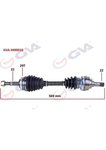 4490010 - Komple Aks Sol Corsa B 1.2i 16V 93-00 Abs Li 569MM 29DİŞ