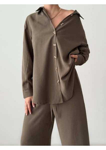 Kadın Oversize Gömlek & Palazzo Pantolon Salaş Ikili Takım modelleri
