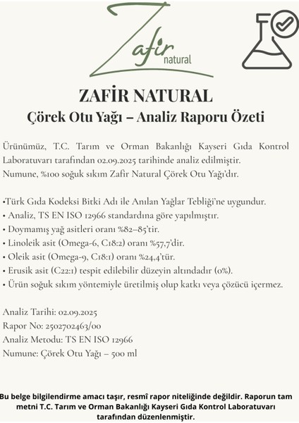 Soğuk Sıkım Çörek Otu Yağı %100 Doğal 250 mL