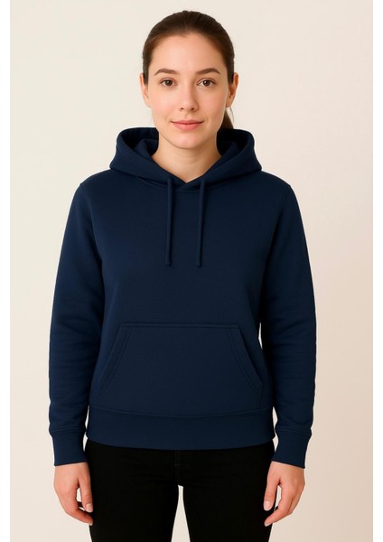 Kadın Lacivert Kapüşonlu SWEATSHIRT-W1108-K