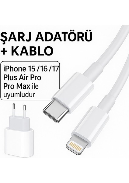 Iphone 15/16/17/plus/air/pro/pro Max Ile Uyumlu 20W Adaptör + Type-C Şar Kablosu Seti