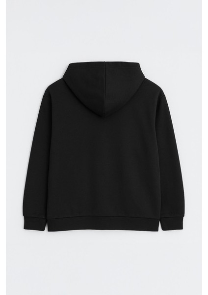 2025 Kadın Fermuarlı Basic Kapüşonlu Modal Sweatshirt Hoodie Siyah fiyatları