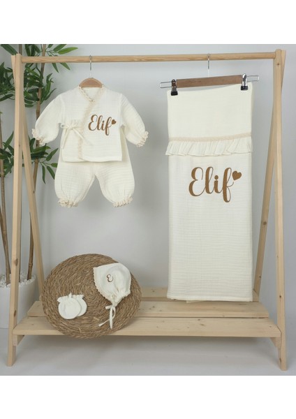 Müslin Yeni Doğan 4katlı Organik %100PAMUK Kişiye Özgü Nakışlı Hastane Çıkış Seti (Kalpli Model-8) fiyatları