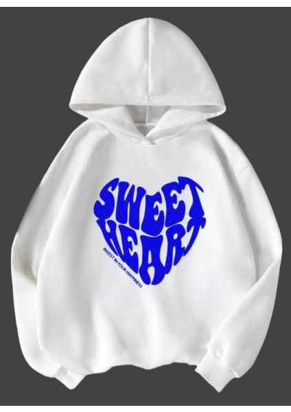 Unisex Sweet Heart Baskılı Oversize Sweatshirt