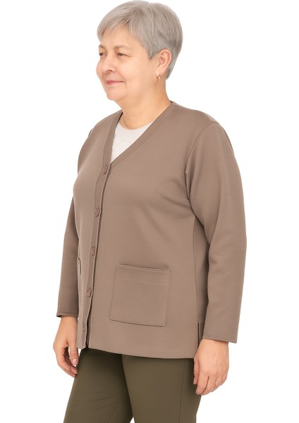 Düğmeli Cepli Çelik Örgü Klasik Anne Hırka fiyatları