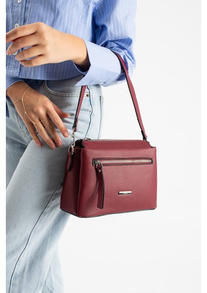 , Çok Gözlü , bordo bayan Omuz ve Çapraz Çantası