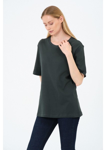 Kadın Bisiklet Yaka Kısa Kollu Basic T-Shirt - Interlok Kumaş fiyatları