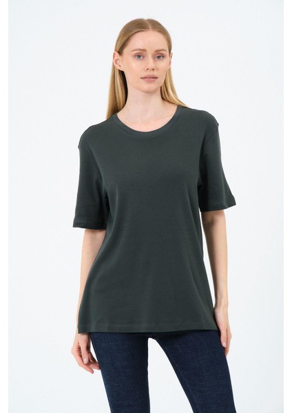 Kadın Bisiklet Yaka Kısa Kollu Basic T-Shirt - Interlok Kumaş indirimleri
