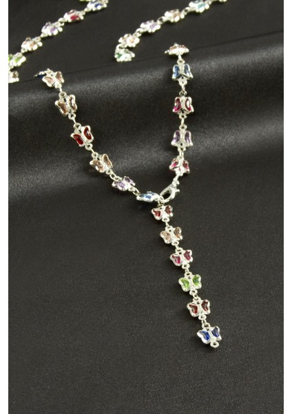 Wizard Kelebek Zirkon Taşlı Y Kolye-Gümüş Rengi fiyatları