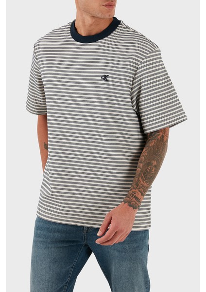 Çizgili Pamuklu Regular Fit Bisiklet Yaka T Shirt LV04LD204G67U Erkek T Shirt LV04LD204G 67U indirimleri