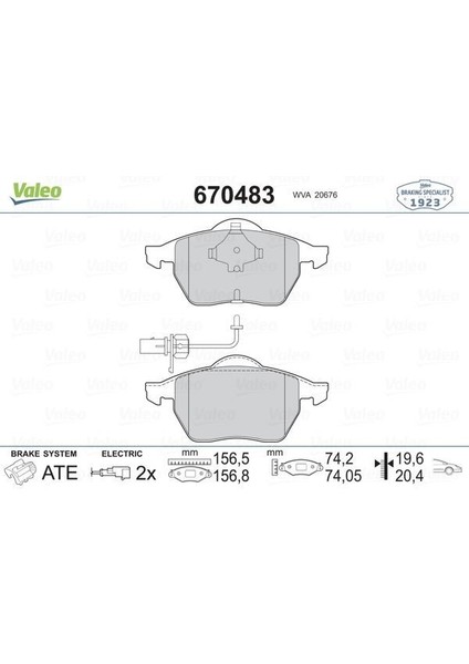 670483 - Ön Balata Fişli Passat 96-01 A6 94-97 100 Avant 1.8-2.0-2.5-2.6 Tdı 16V GDB1049