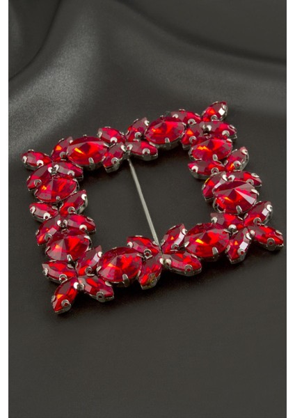 Wizard Çiçek Kare Taşlı Kemer Tokası-Kırmızı fiyatları