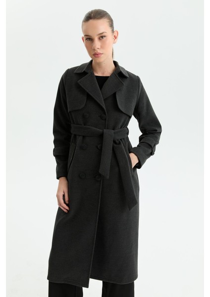 Kışlık Kaşe Kadın Kaban Genç Spor Çift Düğme Kruaze Gri 2602 fiyatları