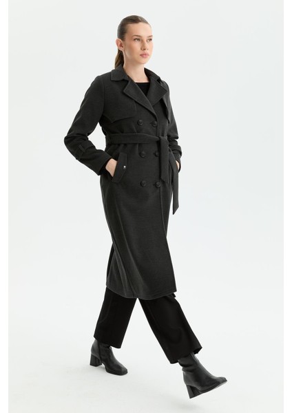 Kışlık Kaşe Kadın Kaban Genç Spor Çift Düğme Kruaze Gri 2602 fırsatları