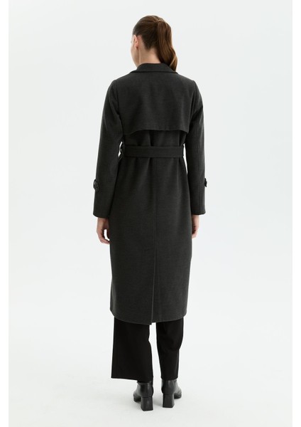 Kışlık Kaşe Kadın Kaban Genç Spor Çift Düğme Kruaze Gri 2602 indirimleri