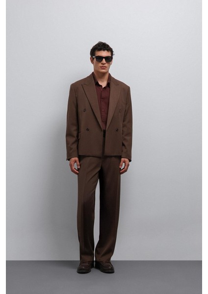 Kahve Kruvaze Relax Crop Fit Blazer Ceket fiyatları