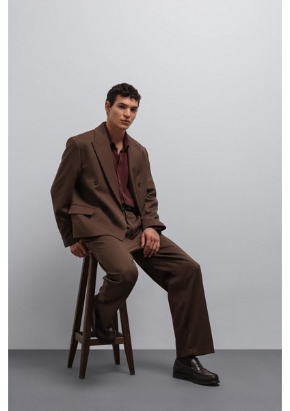 Kahve Kruvaze Relax Crop Fit Blazer Ceket indirimleri