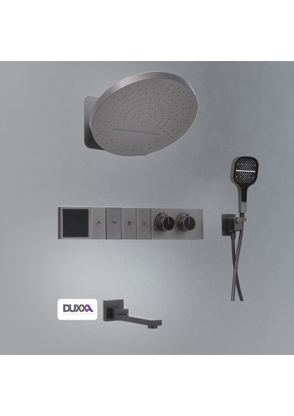 Royal Ankastre ve Termostatik Bataryalı Duş Seti Gun Gray D.059