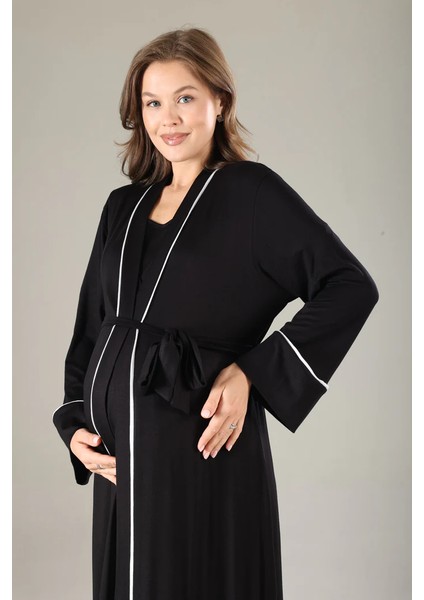 Pamuklu Biyeli Kruvaze Yaka Emzirmeye Hastane ve Günlük Kullanıma Uygun Gecelik Sabahlık Takımı modelleri