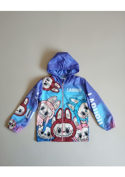 Kız Çocuk Labubu Karakter Baskılı Kapüşonlu Su Geçirmez Yağmurluk fiyatları