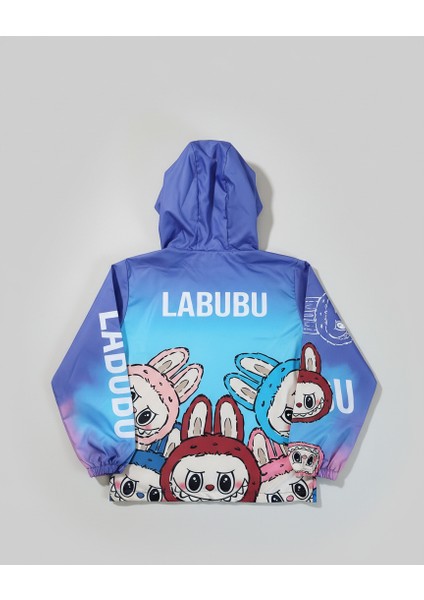 Kız Çocuk Labubu Karakter Baskılı Kapüşonlu Su Geçirmez Yağmurluk modelleri