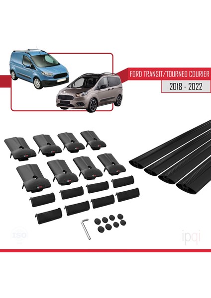 Ford Transit/tourneo Courier Post-Facelift 2018-2022 Arası ile Uyumlu Fly Model Ara Atkı Tavan Barı Siyah 4 Adet indirimleri