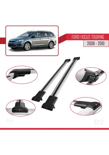 Ford Focus 2 (C307) Turnier 2008-2010 Arası ile Uyumlu Fly Model Ara Atkı Tavan Barı Gri 2 Adet modelleri