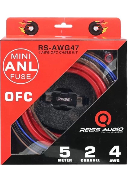 Reıss Audıo RS-AWG47 Anfi Kablo Seti Wire Kit 4ga Bakır