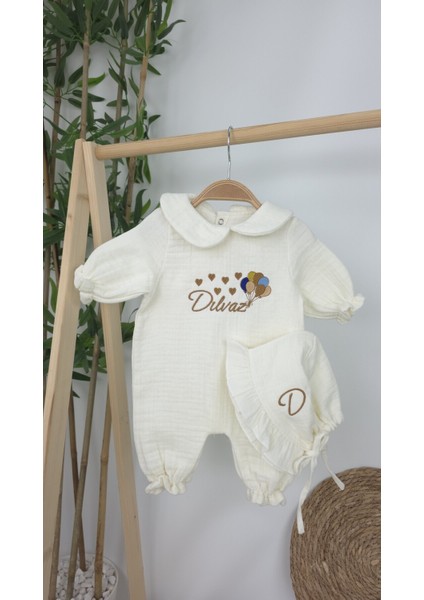 Müslin Yeni Doğan 4katlı Organik %100PAMUK Kişiye Özgü Nakışlı Hastane Çıkış Seti (Çoklu Balon) fırsatları